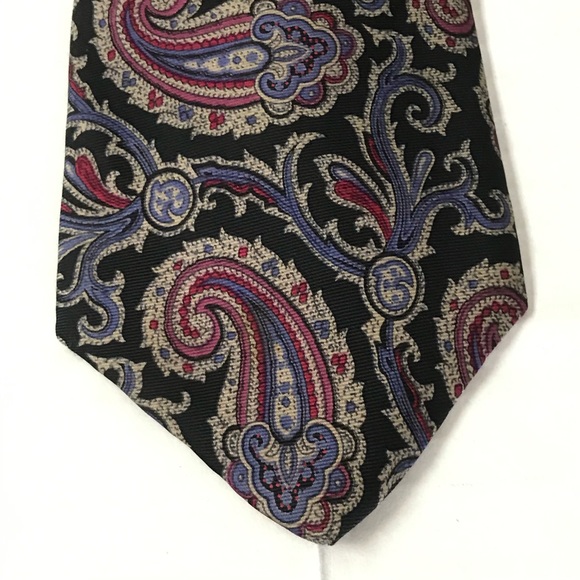 Pink Purple Silk Paisley Tie with Gray & Black - Picture 6 of 13